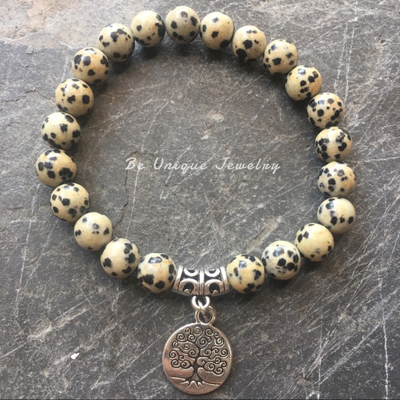 Other - Natural Dalmation Jasper Gemstone Unisex Bracelet